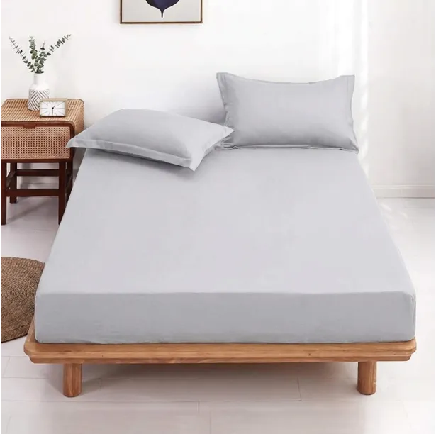 Drap housse uni 100% Coton 57 fils grand bonnet 30 cm - idéal pour s'accorder à vos housses de couette montagne - confort