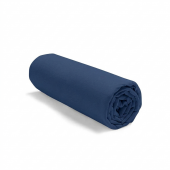drap housse roulé bleu foncé