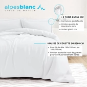 Housse de couette unie 100% percale de coton 80 fils + Taie(s) 65x65 cm – Fabriquée en Europe – Doux et respirant - Oeko-Tex®