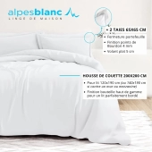 Housse de couette unie 100% percale de coton 80 fils + Taie(s) 65x65 cm – Fabriquée en Europe – Doux et respirant - Oeko-Tex®