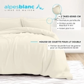 Housse de couette unie 100% percale de coton 80 fils + Taie(s) 65x65 cm – Fabriquée en Europe – Doux et respirant - Oeko-Tex®