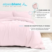 Housse de couette unie 100% percale de coton 80 fils + Taie(s) 65x65 cm – Fabriquée en Europe – Doux et respirant - Oeko-Tex®
