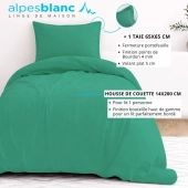 Housse de couette unie 100% percale de coton 80 fils + Taie(s) 65x65 cm – Fabriquée en Europe – Doux et respirant - Oeko-Tex®