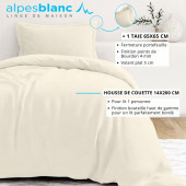 Infographie housse de couette naturel 100% percale  de coton 140x200 cm + 1 taie 65x65 cm pour lit de 90x190