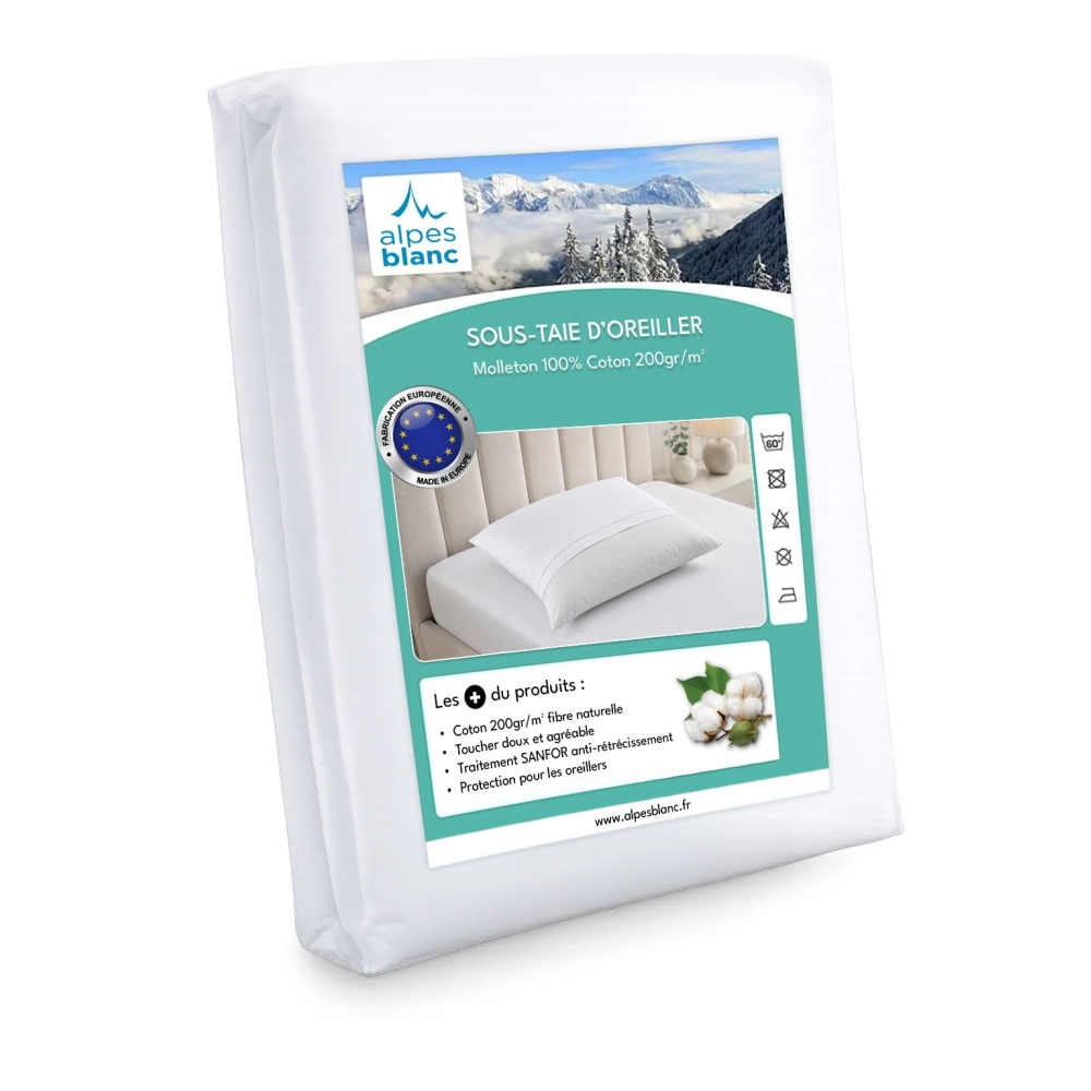 Lot de 2 Sous-Taies d’Oreiller 100% Coton – Protection Durable, Douceur Naturelle et Entretien Facile pour Oreillers Hygiéniques