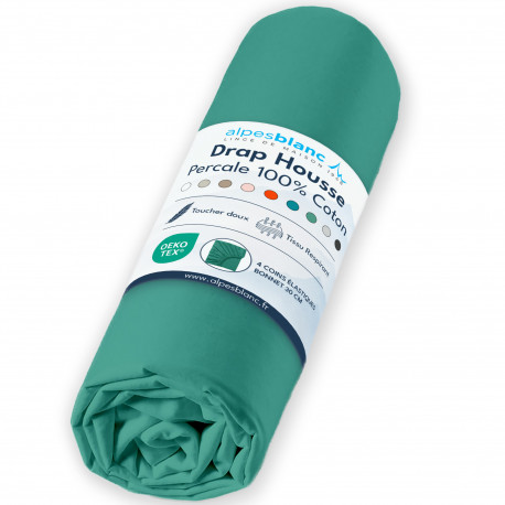Drap housse 100% Percale de coton 80...