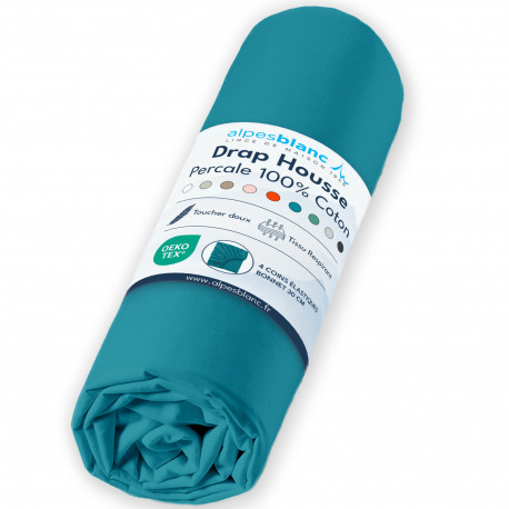 Drap housse 100% Percale de coton 80...