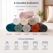 Drap housse 100% Percale de coton 80 fils/cm² - Grand bonnet 30 cm – Fabrication Européenne – Doux, résistant – Oeko-Tex®