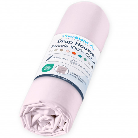 Drap housse 100% Percale de coton 80...