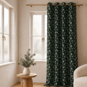 Rideau thermique vert sapin motif Edelweiss 140x250 cm - Rideau déco montagne
