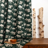 Rideau thermique vert sapin motif Edelweiss 140x250 cm - Rideau déco montagne