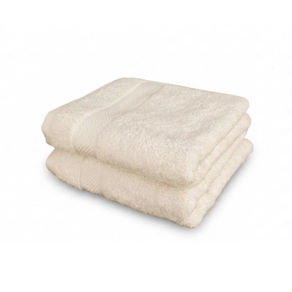 Lot de 2 serviettes beiges 100% coton sur fond bland