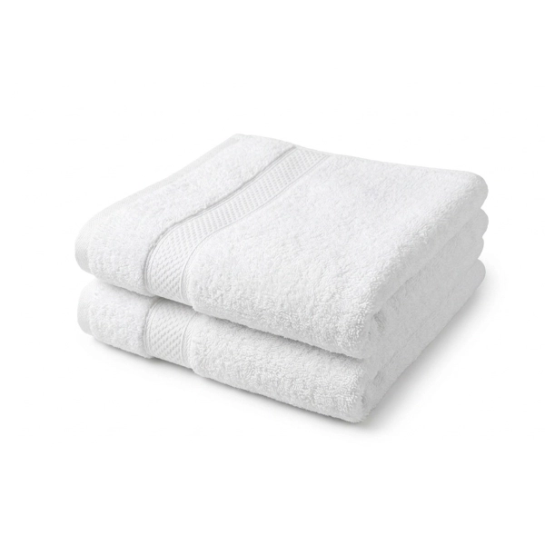 Lot de 2 serviettes blanches 100% coton sur fond bland