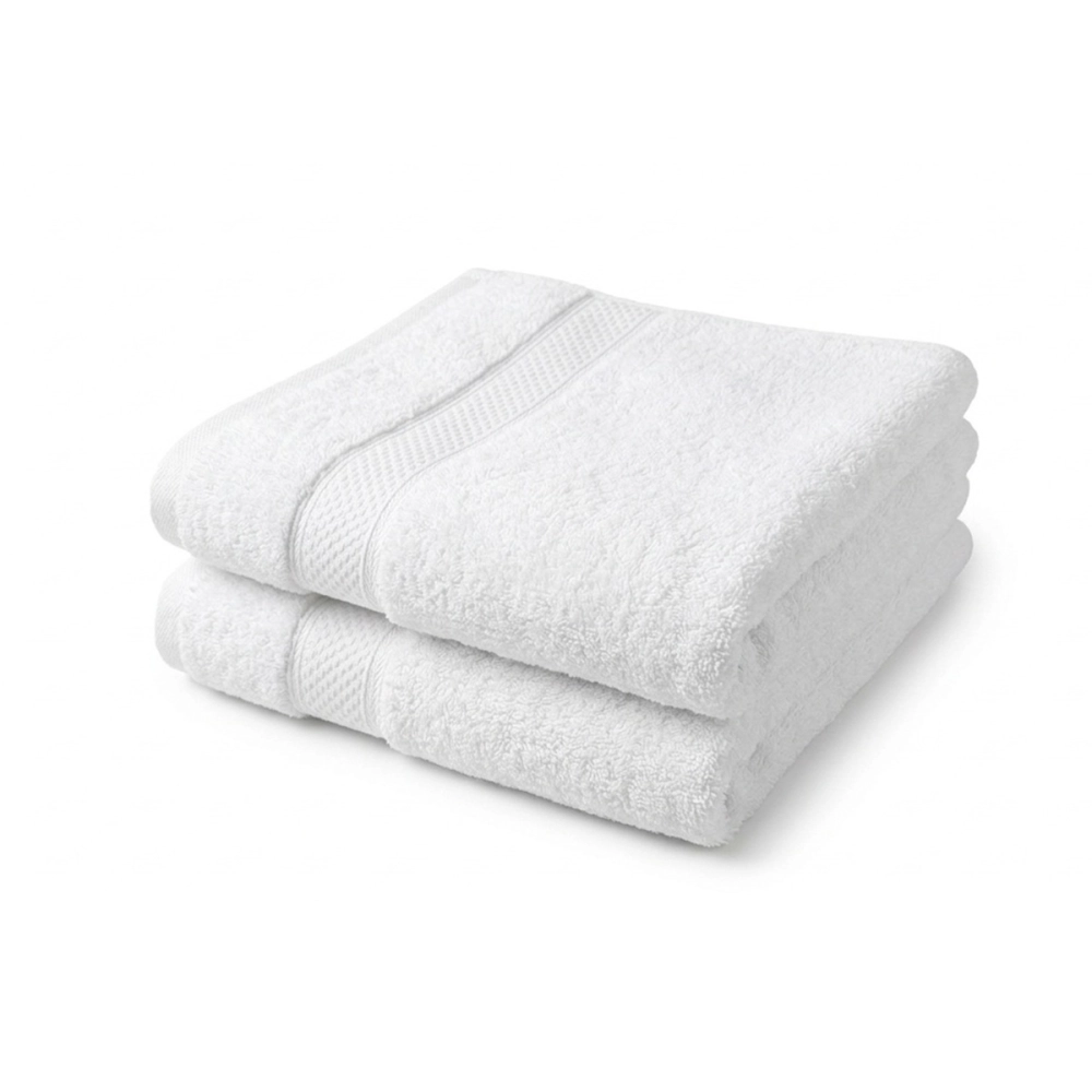 Lot de 2 serviettes bain 100% coton 600g/m² - Gonflantes, moelleuses et absorbantes - Fabrication Europe