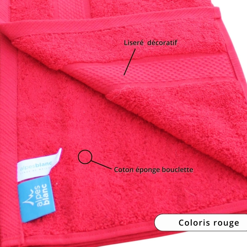 Lot de 2 serviettes bain 100% coton 600g/m² - Gonflantes, moelleuses et absorbantes - Fabrication Europe