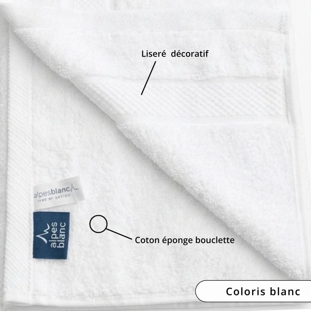 Lot de 2 serviettes bain 100% coton 600g/m² - Gonflantes, moelleuses et absorbantes - Fabrication Europe