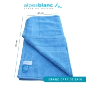 Lot de 2 serviettes bain 100% coton 600g/m² - Gonflantes, moelleuses et absorbantes - Fabrication Europe