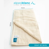Lot de 2 serviettes bain 100% coton 600g/m² - Gonflantes, moelleuses et absorbantes - Fabrication Europe