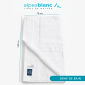 Lot de 2 serviettes bain 100% coton 600g/m² - Gonflantes, moelleuses et absorbantes - Fabrication Europe
