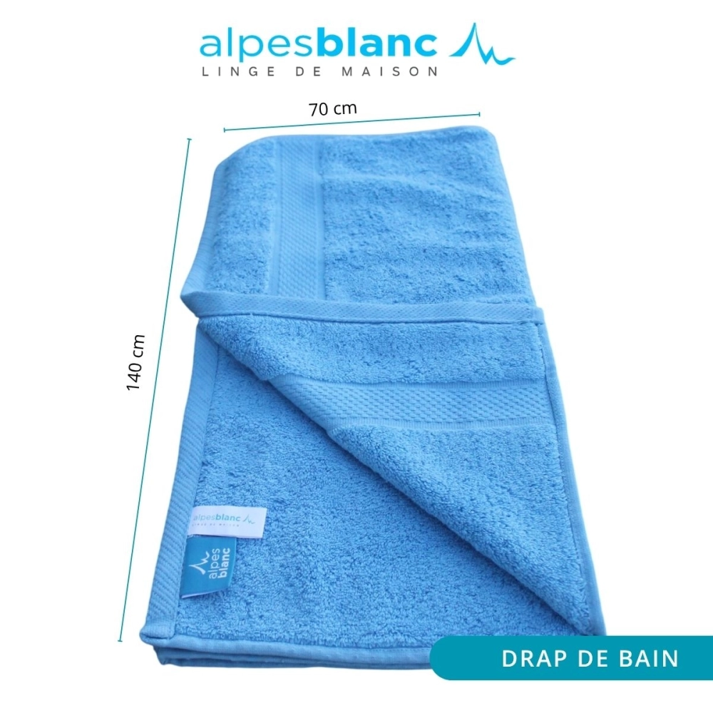 Lot de 2 serviettes bain 100% coton 600g/m² - Gonflantes, moelleuses et absorbantes - Fabrication Europe