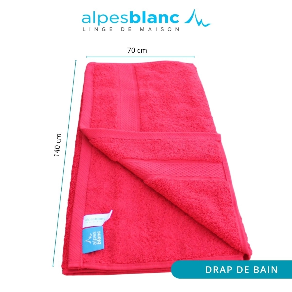 Lot de 2 serviettes bain 100% coton 600g/m² - Gonflantes, moelleuses et absorbantes - Fabrication Europe