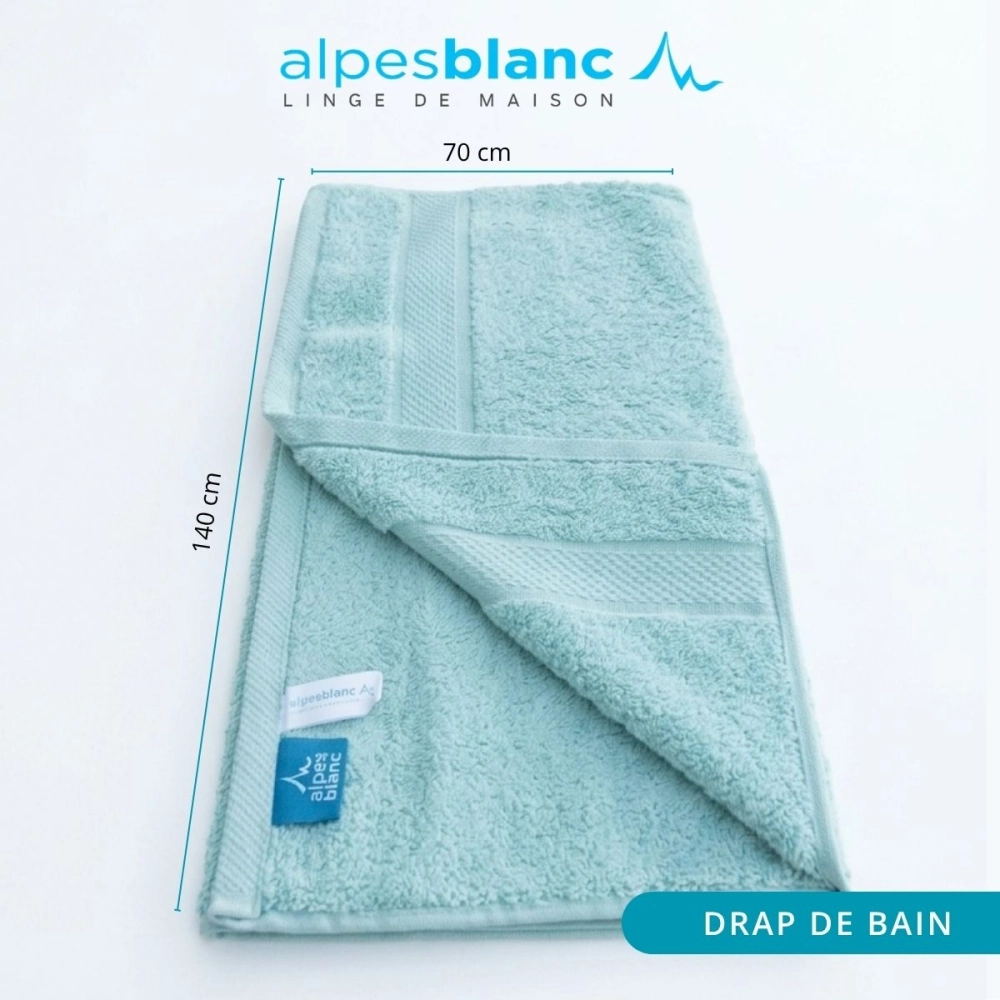 Lot de 2 serviettes bain 100% coton 600g/m² - Gonflantes, moelleuses et absorbantes - Fabrication Europe