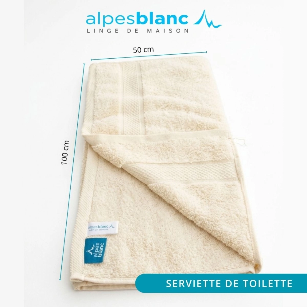 Lot de 2 serviettes bain 100% coton 600g/m² - Gonflantes, moelleuses et absorbantes - Fabrication Europe