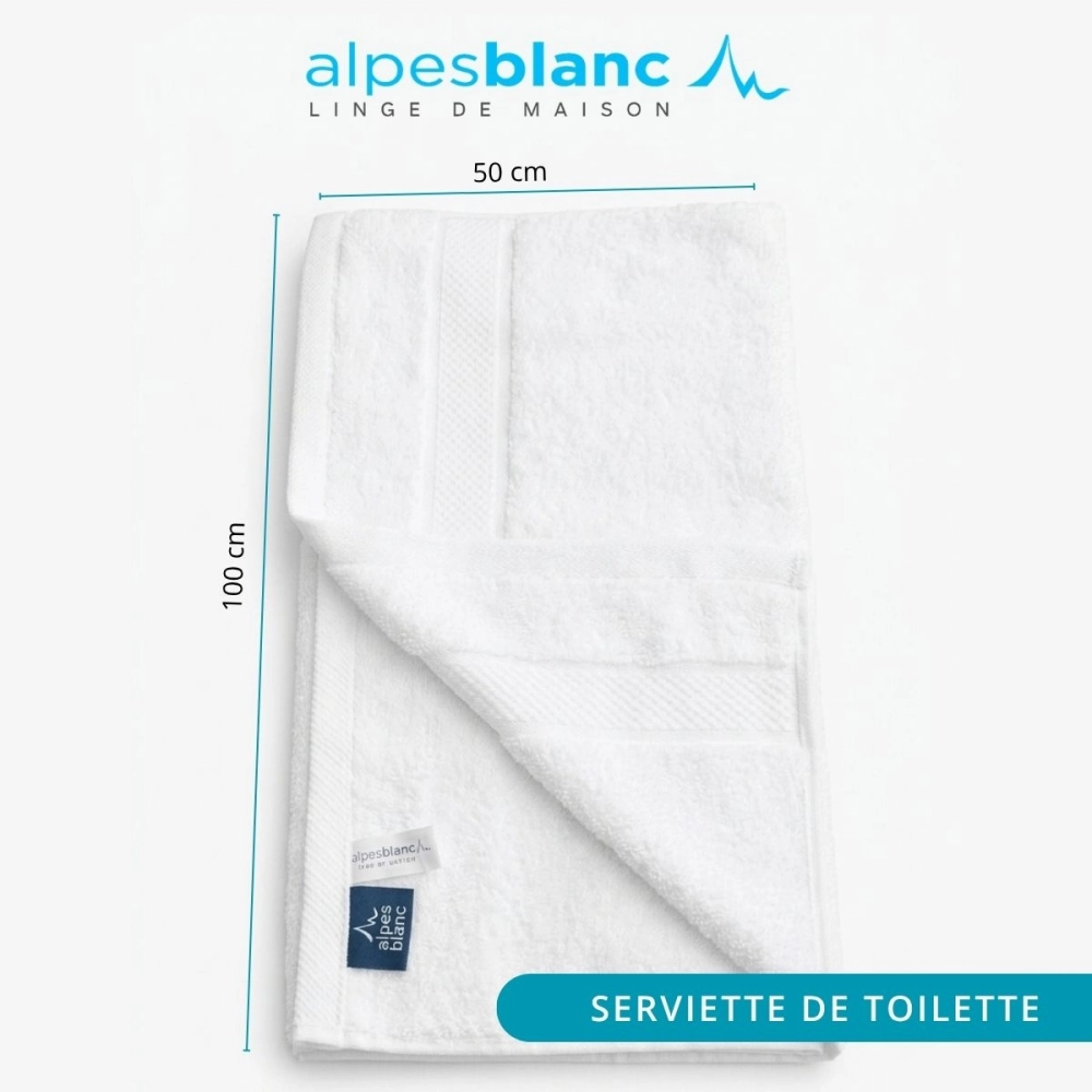 Lot de 2 serviettes bain 100% coton 600g/m² - Gonflantes, moelleuses et absorbantes - Fabrication Europe