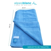 Lot de 2 serviettes bain 100% coton 600g/m² - Gonflantes, moelleuses et absorbantes - Fabrication Europe