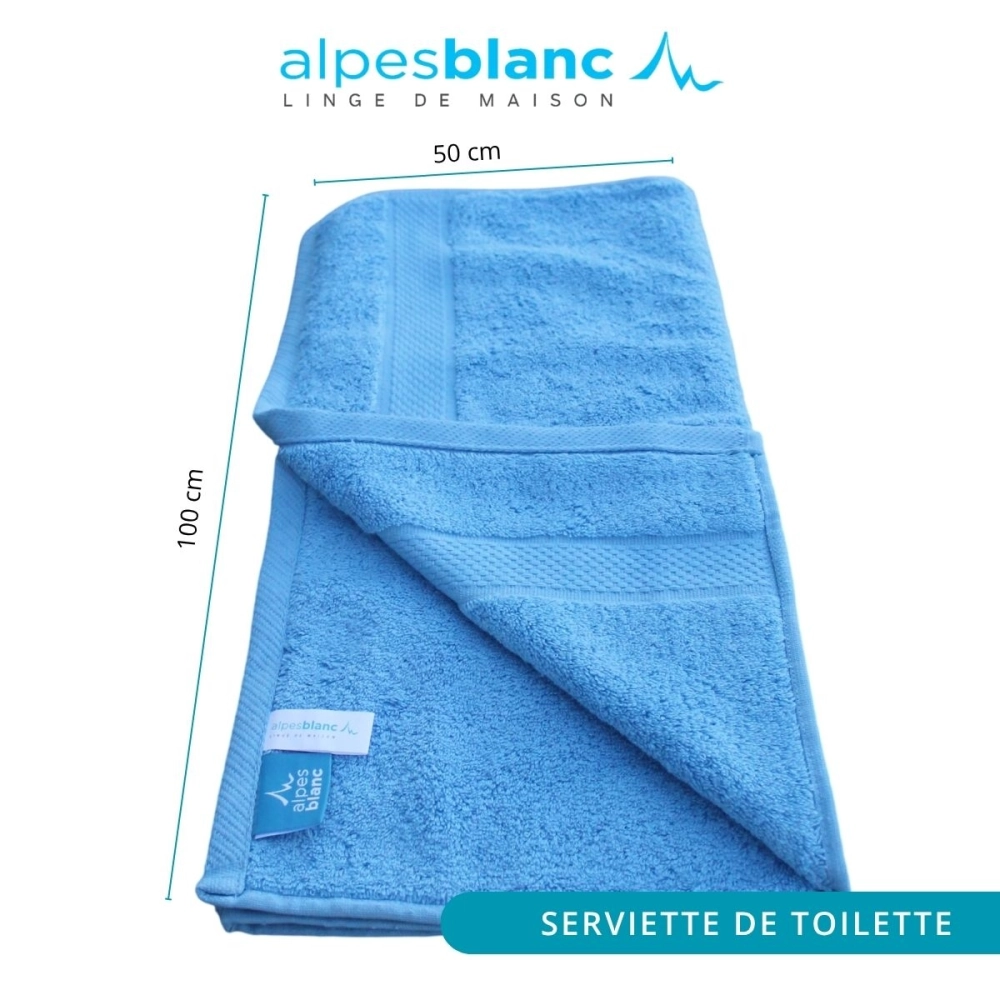 Lot de 2 serviettes bain 100% coton 600g/m² - Gonflantes, moelleuses et absorbantes - Fabrication Europe