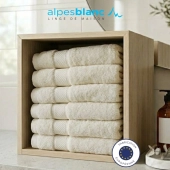 Lot de 2 serviettes bain 100% coton 600g/m² - Gonflantes, moelleuses et absorbantes - Fabrication Europe