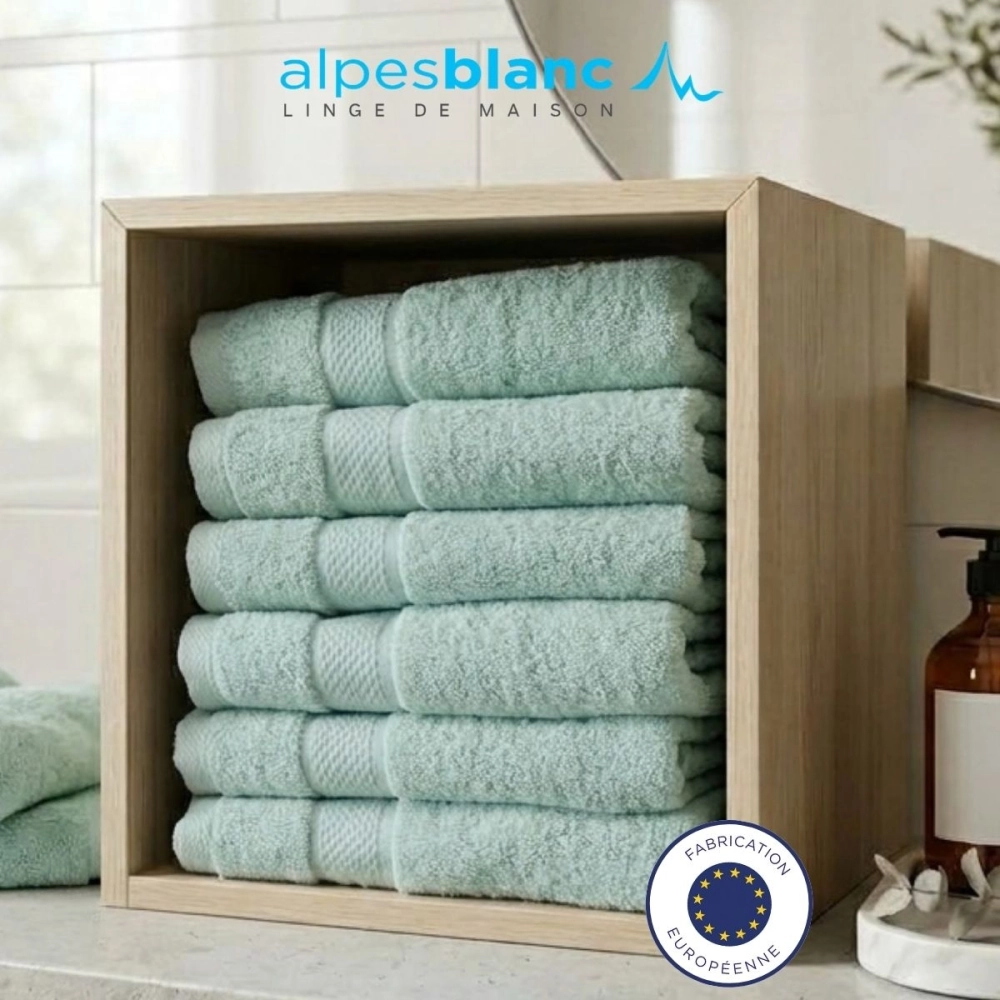 Lot de 2 serviettes bain 100% coton 600g/m² - Gonflantes, moelleuses et absorbantes - Fabrication Europe