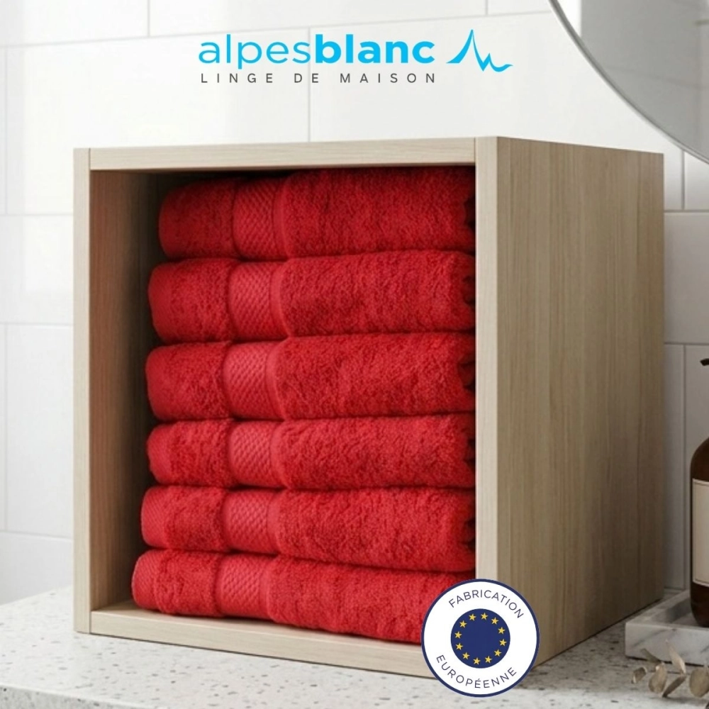 Lot de 2 serviettes bain 100% coton 600g/m² - Gonflantes, moelleuses et absorbantes - Fabrication Europe