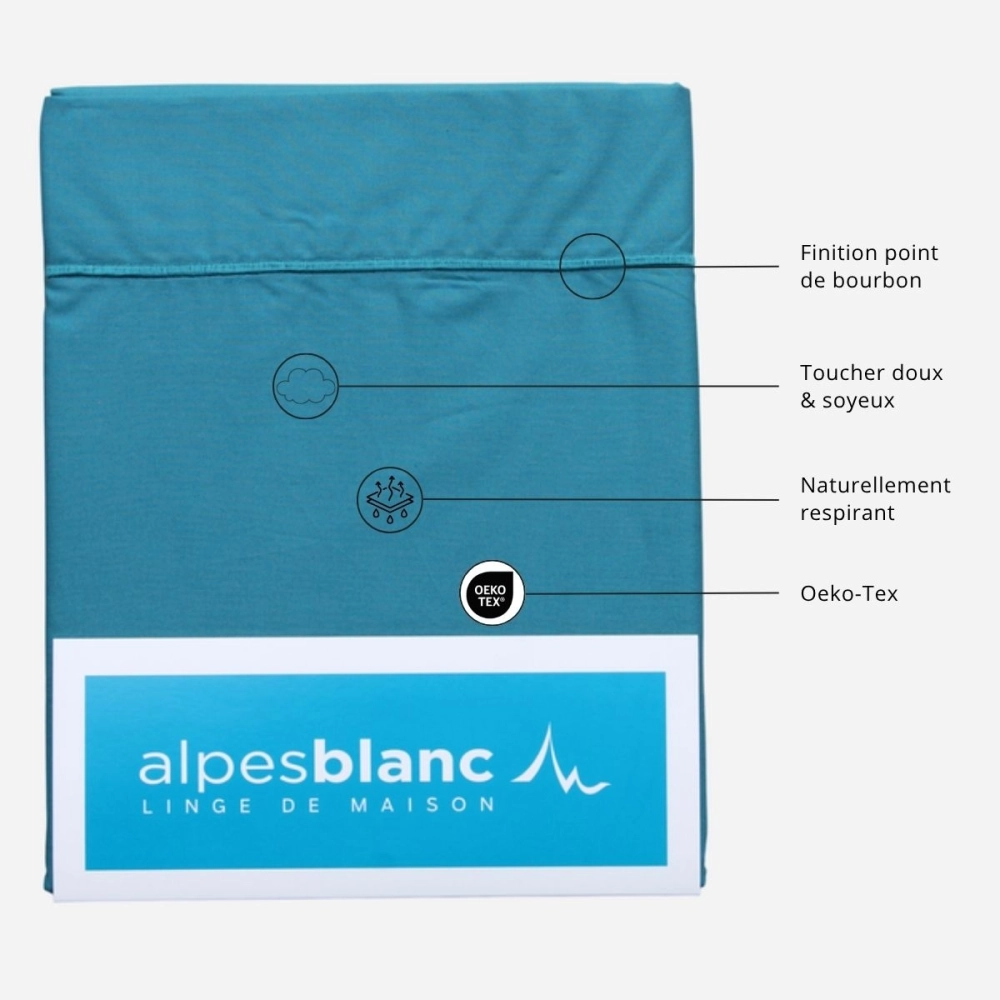 Taie de traversin 45x185 cm en percale de coton 80 fils/cm² - Couelur grand teint, Oeko-Tex