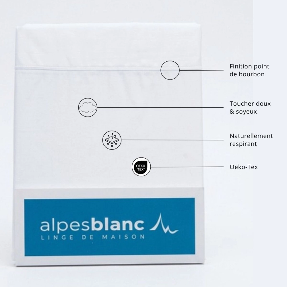 Taie de traversin 45x185 cm en percale de coton 80 fils/cm² - Couelur grand teint, Oeko-Tex