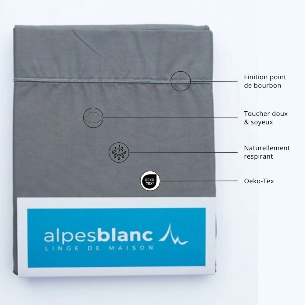 Taie de traversin 45x185 cm en percale de coton 80 fils/cm² - Couelur grand teint, Oeko-Tex