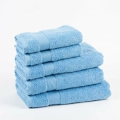 Lot de 5 serviettes de bain 100% coton 600g/m² - Absorption, douceur & moelleux, 3 tailles, fabriquées au Portugal