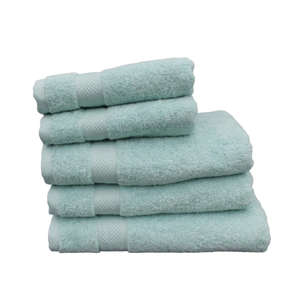 Lot de 5 serviettes de bain 100% coton 600g/m² - Absorption, douceur & moelleux, 3 tailles, fabriquées au Portugal