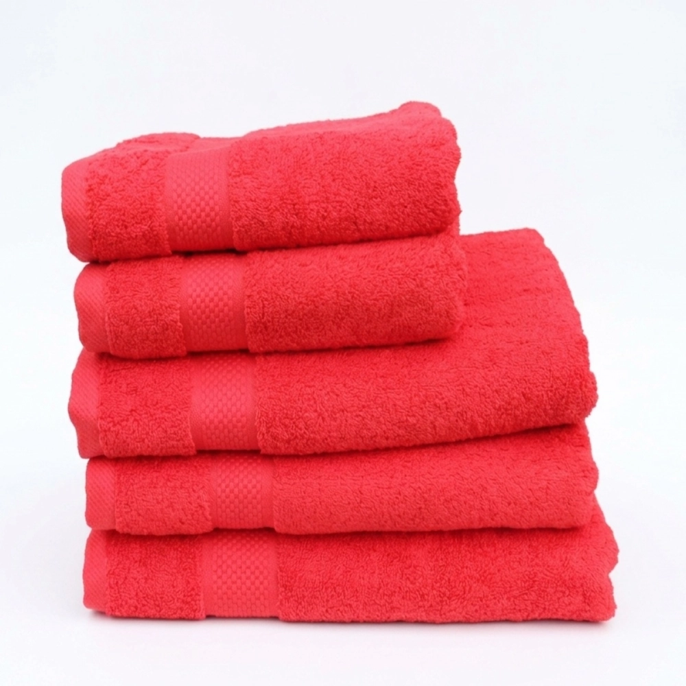 Lot de 5 serviettes de bain 100% coton 600g/m² - Absorption, douceur & moelleux, 3 tailles, fabriquées au Portugal