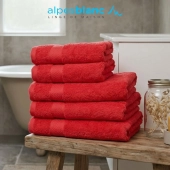 Lot de 5 serviettes de bain 100% coton 600g/m² - Absorption, douceur & moelleux, 3 tailles, fabriquées au Portugal