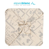 Lot de 6 galettes de chaise Beige 38x38 cm motifs montagne gris pâle – Dessus de chaise ambiance chalet
