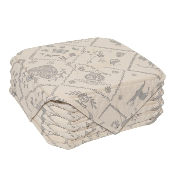 Lot de 6 dessus de chaise motif montagne gris pâle et beige