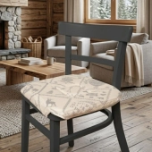 Lot de 6 galettes de chaise Beige 38x38 cm motifs montagne gris pâle – Dessus de chaise ambiance chalet