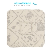 Lot de 6 galettes de chaise Beige 38x38 cm motifs montagne gris pâle – Dessus de chaise ambiance chalet