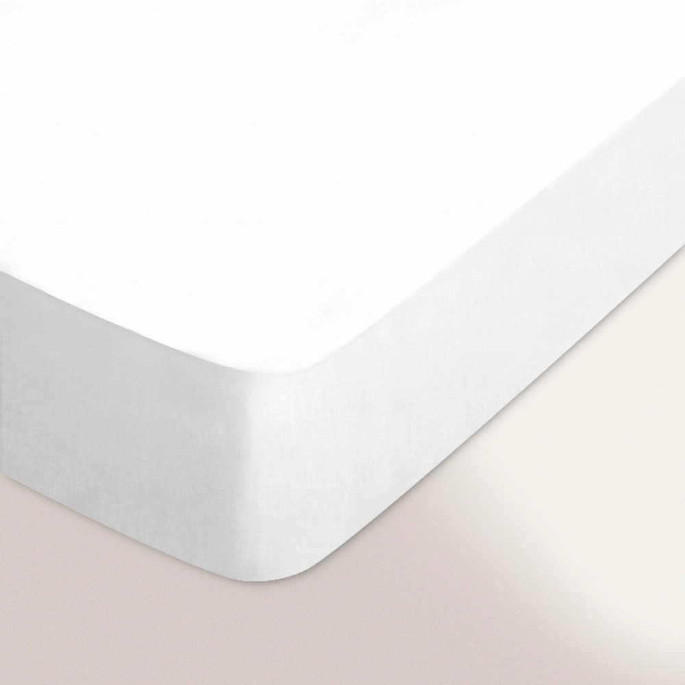 Drap housse 180x200 cm blanc - Large bonnet 30 cm, coton naturel, fabriqué dans les Vosges, maintien parfait pour matelas épais