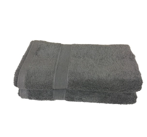 Lot de 2 Serviettes de Bain Eponge 600 g/m²  100 % coton - Anthracite
