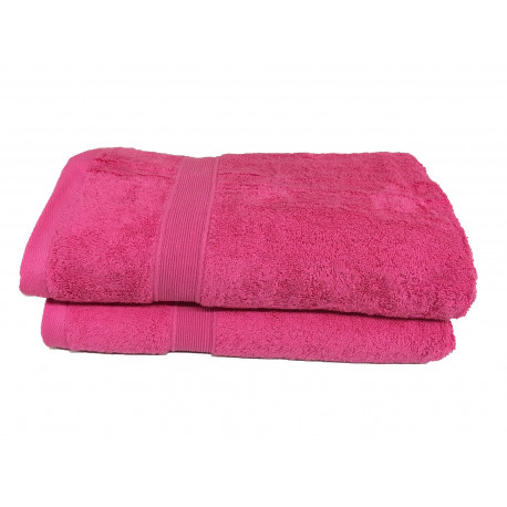 Lot de 2 Draps de Bain Eponge 600 g/m²  100 % coton - Fuschia