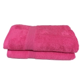 Lot de 2 Draps de bain Fuschia - 70x140 cm - Éponge 600 g/m² 100% coton - Grande absorption et douceur - Liseré élégant