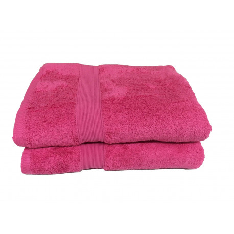 Lot de 2 Grands Draps de Bain Eponge 600 g/m²  100 % coton - Fuschia