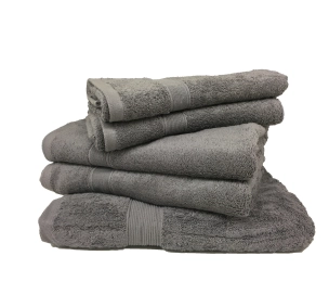 Lot de 5 Grandes Serviettes Eponge 600 g/m²  100 % coton - Anthracite